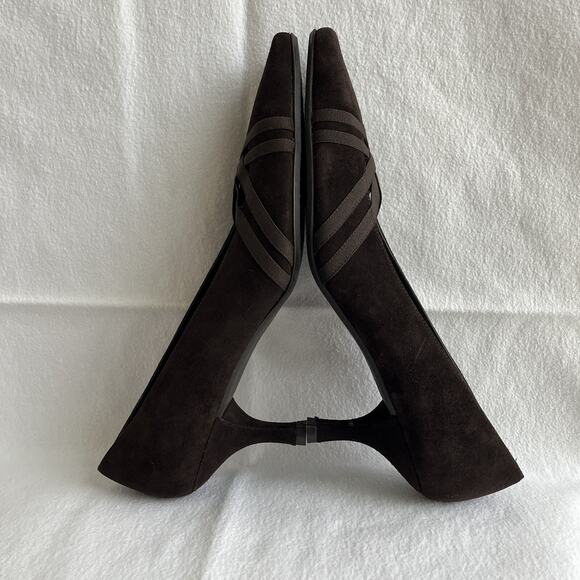 Stuart Weitzman brown genuine suede pumps criss cross detail, Size 10 M, NWOB - Picture 6 of 11